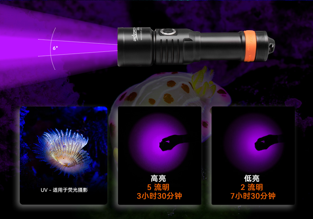 D530 UV 紫外线 潜水摄影照明_潜水照明_水下摄影照明_潜水摄影补光灯_ 虎鲸OrcaTorch