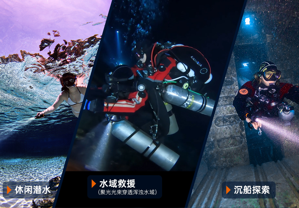 D530聚光潜水手电筒,休闲潜水照明,休闲潜水手电筒,休闲潜水补光灯, 虎鲸OrcaTorch
