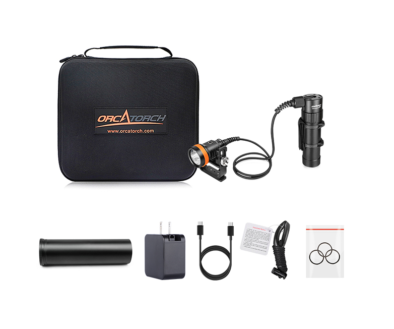 OrcaTorch虎鲸，D630 V2.0技术潜水手电筒，水下探险照明，水下搜索灯，沉船照明灯